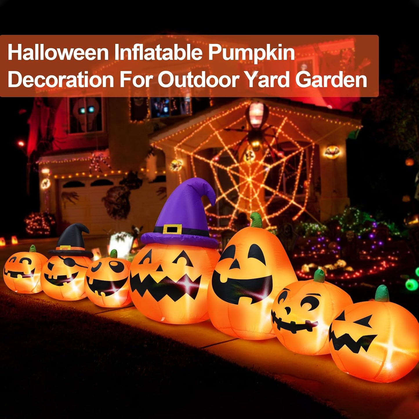 7 Calabazas inflables Halloween 12ft con luces LED
