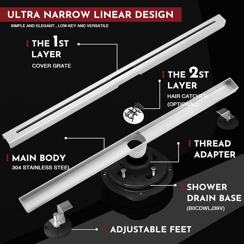 Desagüe ducha 24" acero inox níquel cepillado