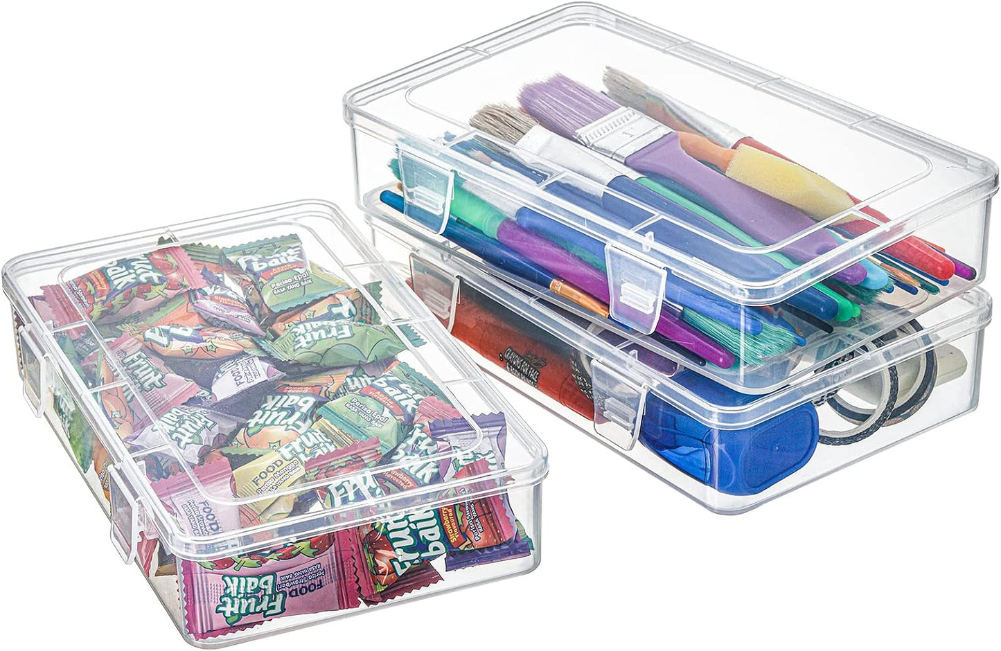 12 Cajas Plástico Transparente 8x5" Apilables