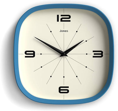 Reloj pared retro cuadrado 10pulg azul para cocina sala oficina