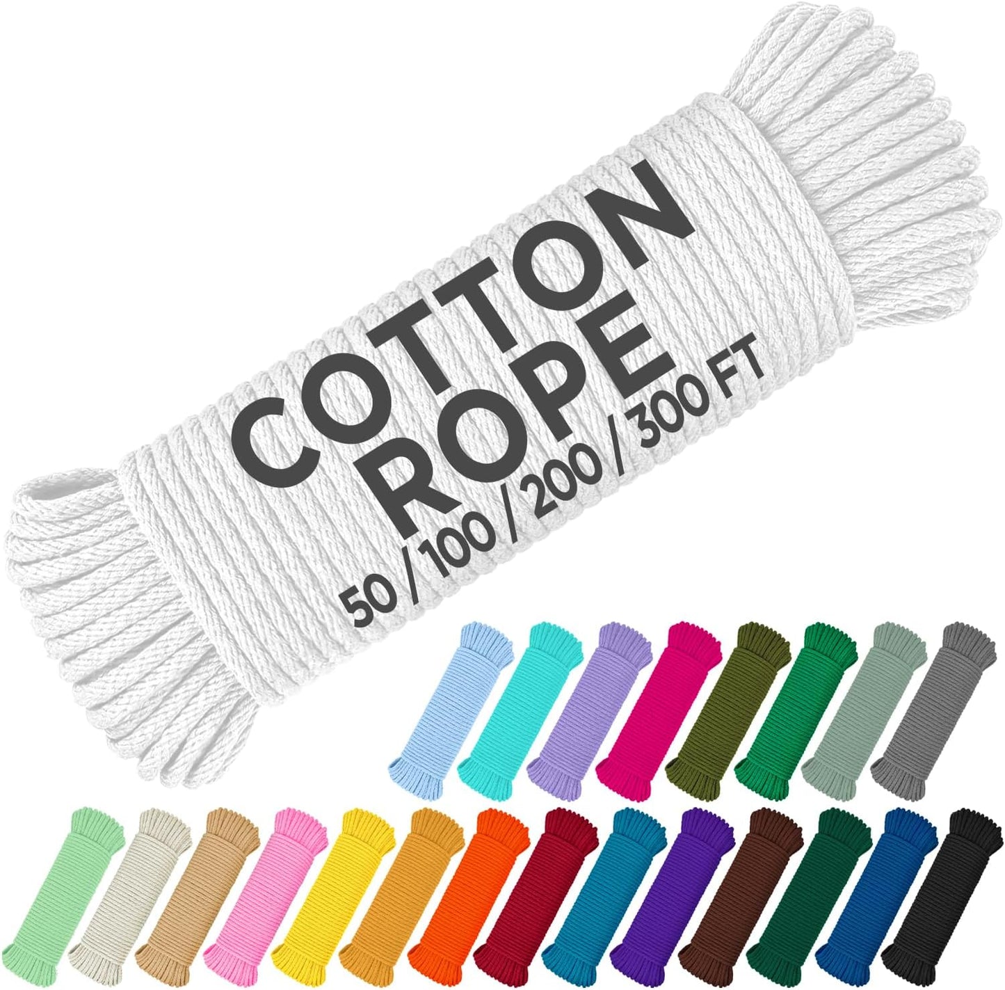 Cuerda algodón 5mm 50pies trenzada multiusos blanca