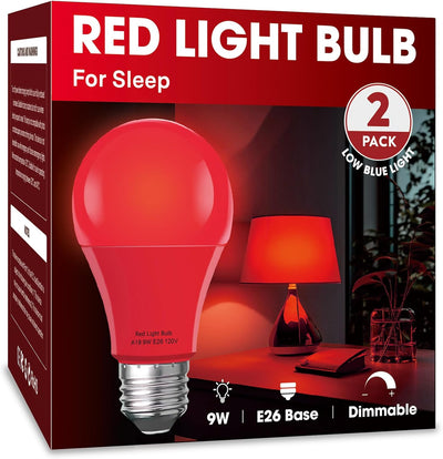 2 Bombillas Rojas para Dormir A19 9W Base E26