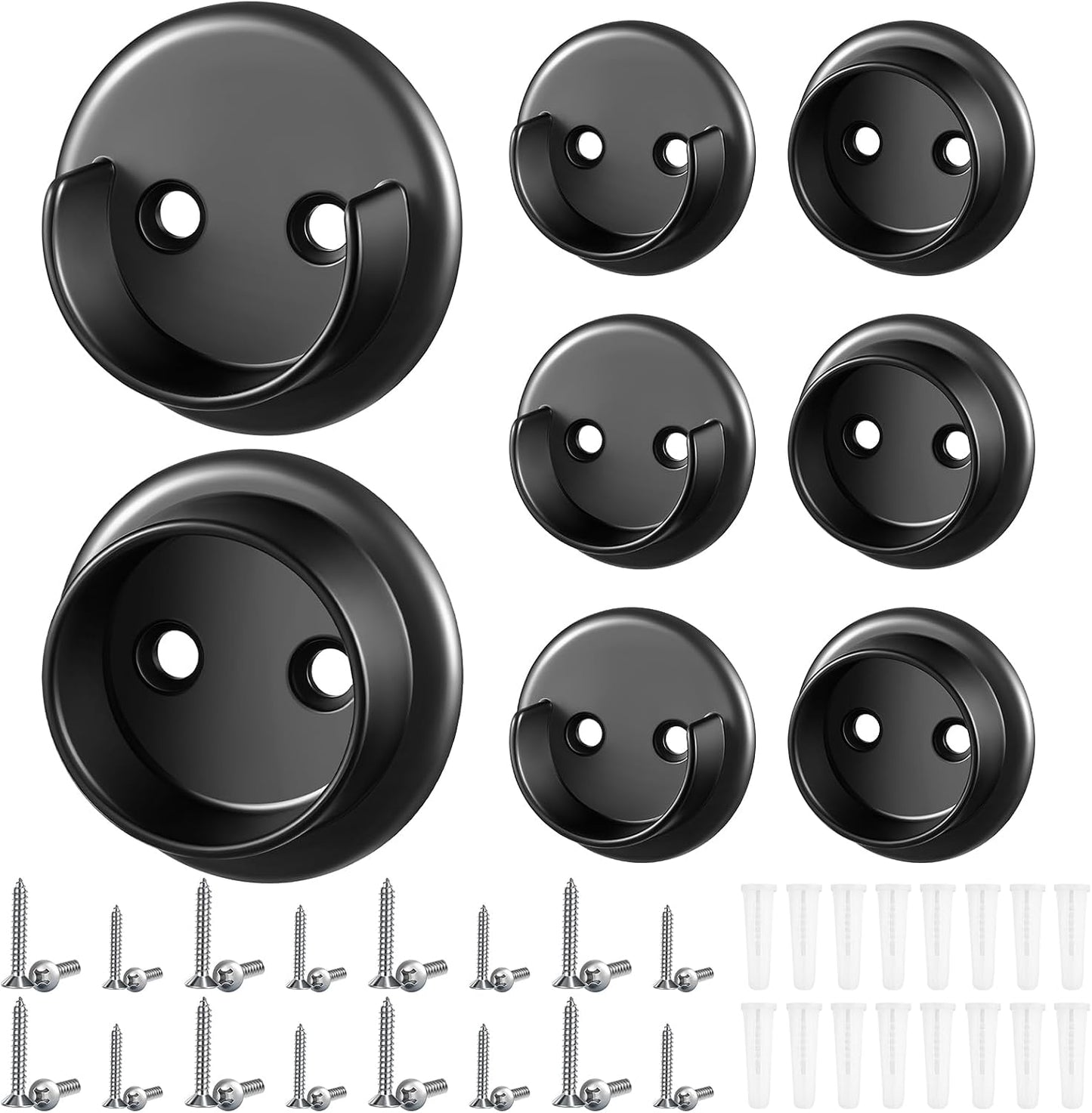 4 Pzas Soporte barra clóset metal negro mate resistente
