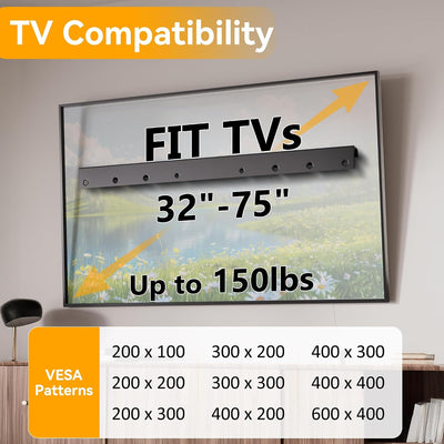 Soporte TV sin taladros para 32-75pulg hasta 150lb yeso