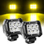 Focos LED 4" haz puntual amarillo 2pzas para camión ATV UTV