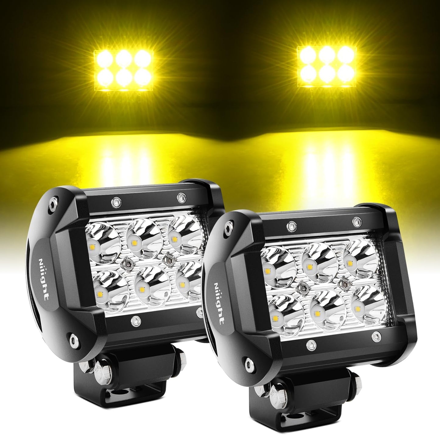 Focos LED 4" haz puntual amarillo 2pzas para camión ATV UTV
