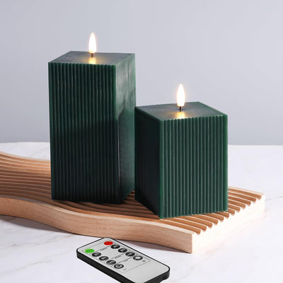 Velas LED cuadradas batería control remoto 2 pzas