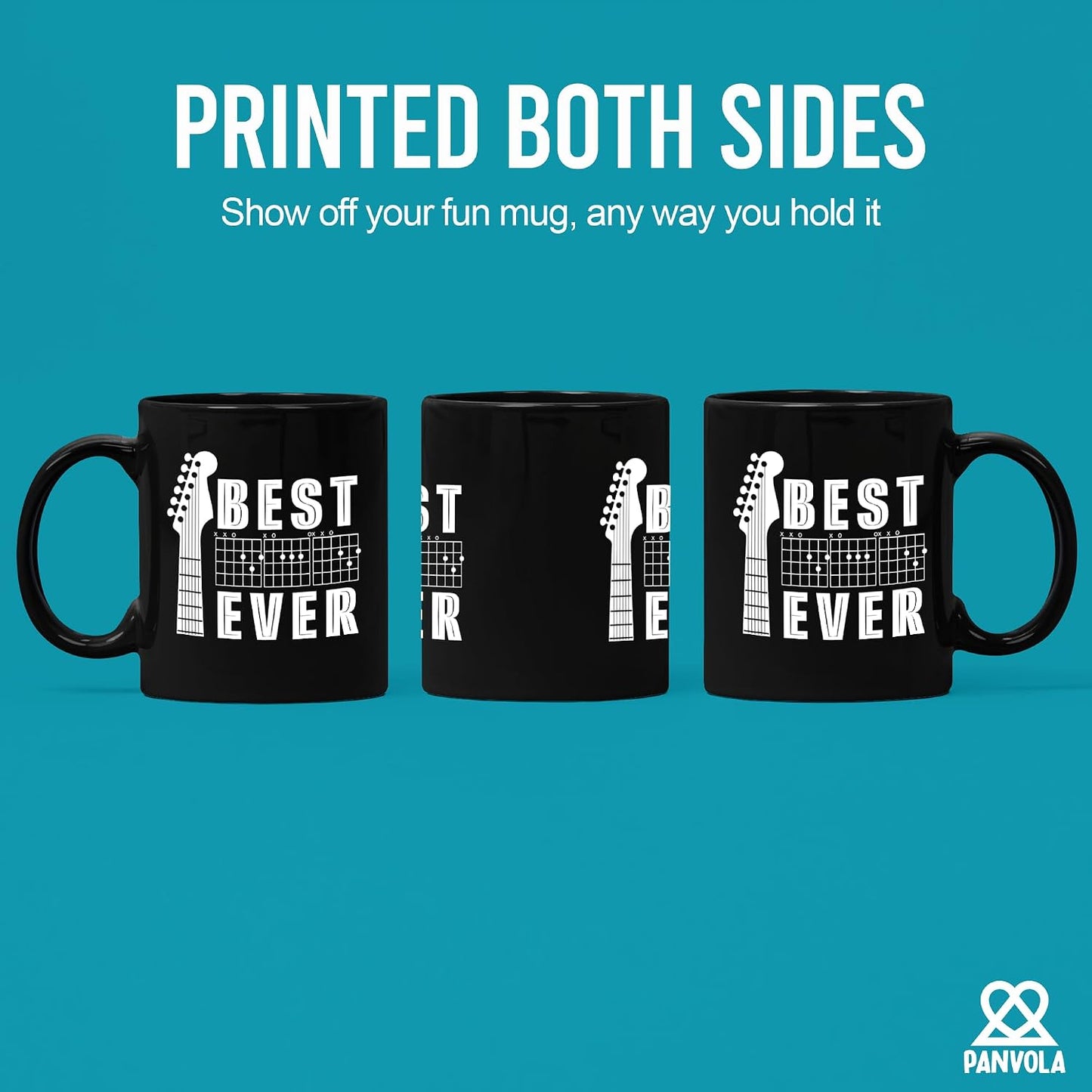 Taza cerámica texto best dad ever guitarrista negro 11oz