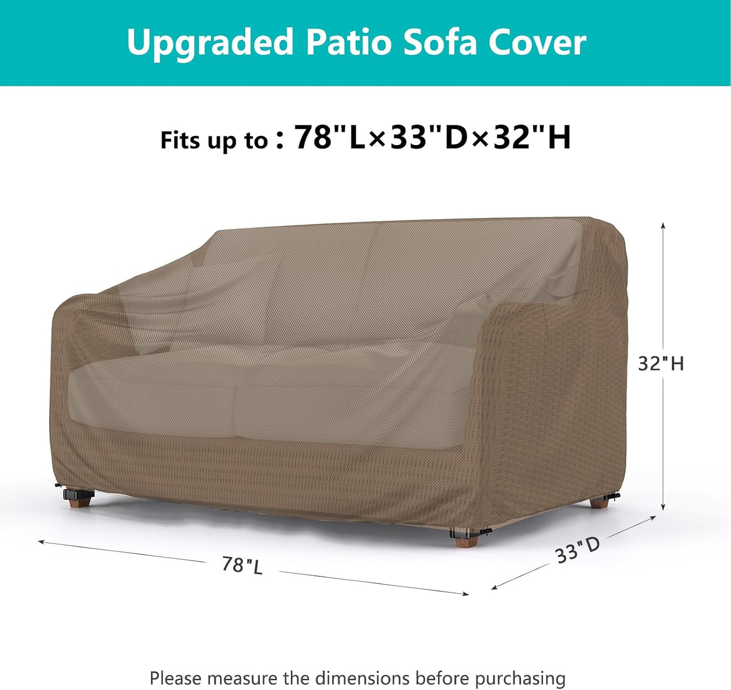 Funda impermeable sofá patio 3 plazas con ventilación marrón
