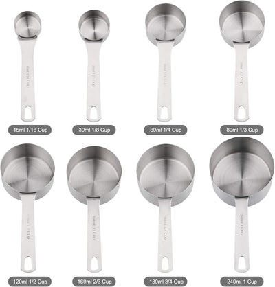 Set 8 Tazas Medidoras Acero Inox con Tabla Magnética