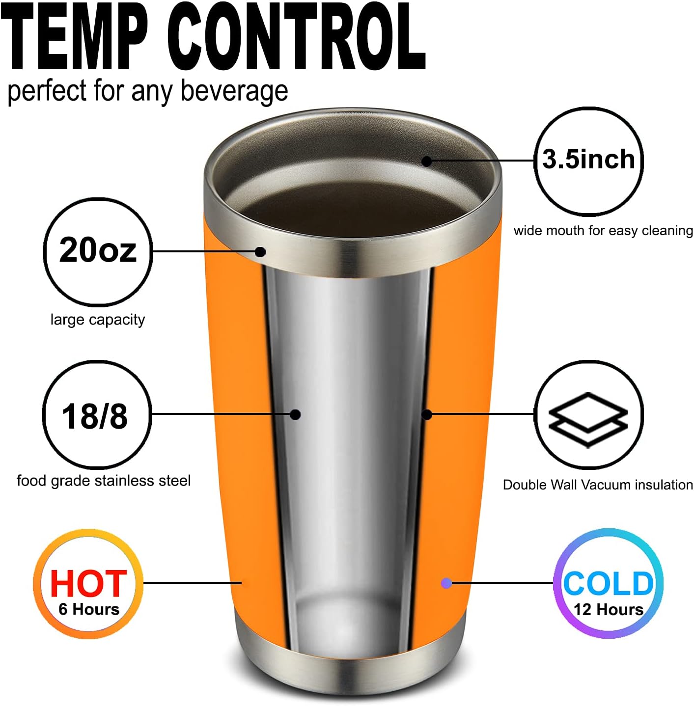 Vaso acero inox 20oz aislamiento vacío con tapa y pajita