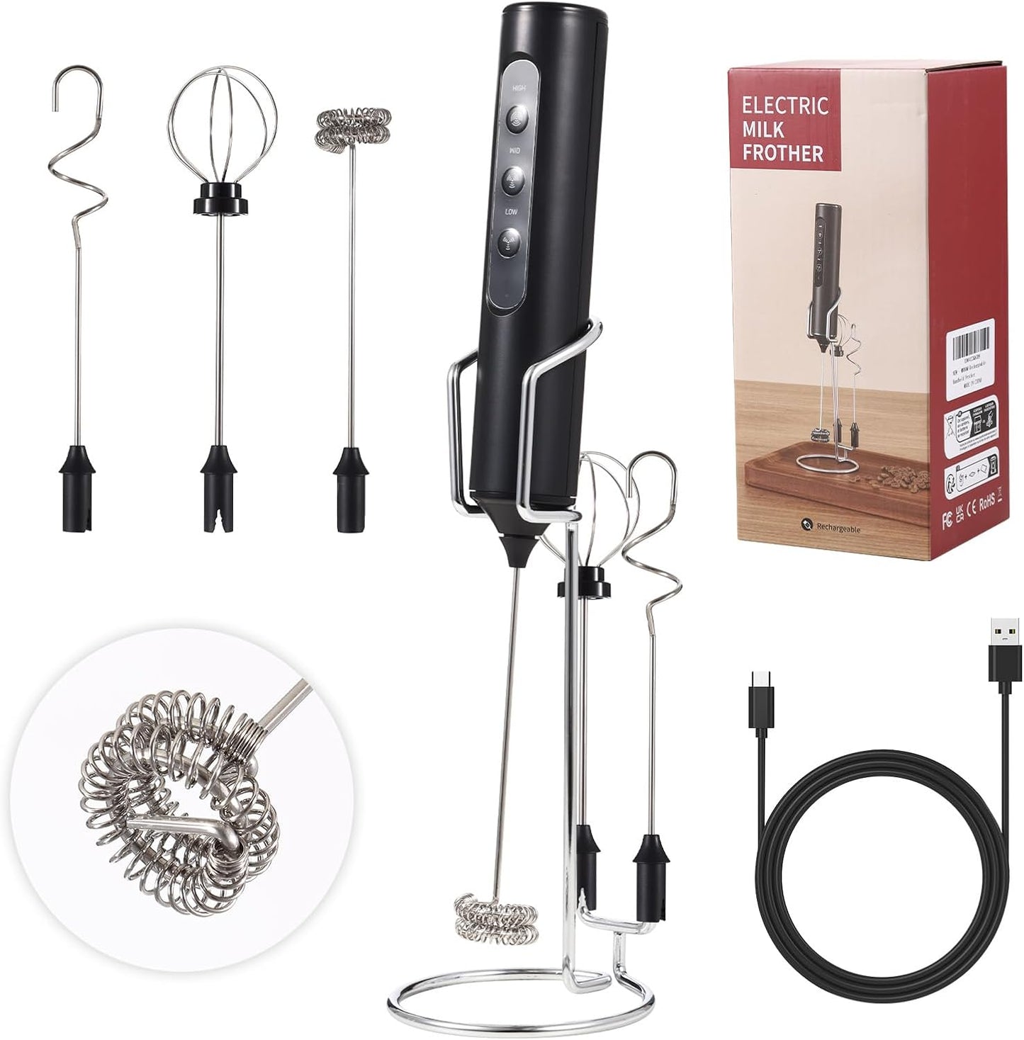 Varilla espumadora leche 3 velocidades acero inox