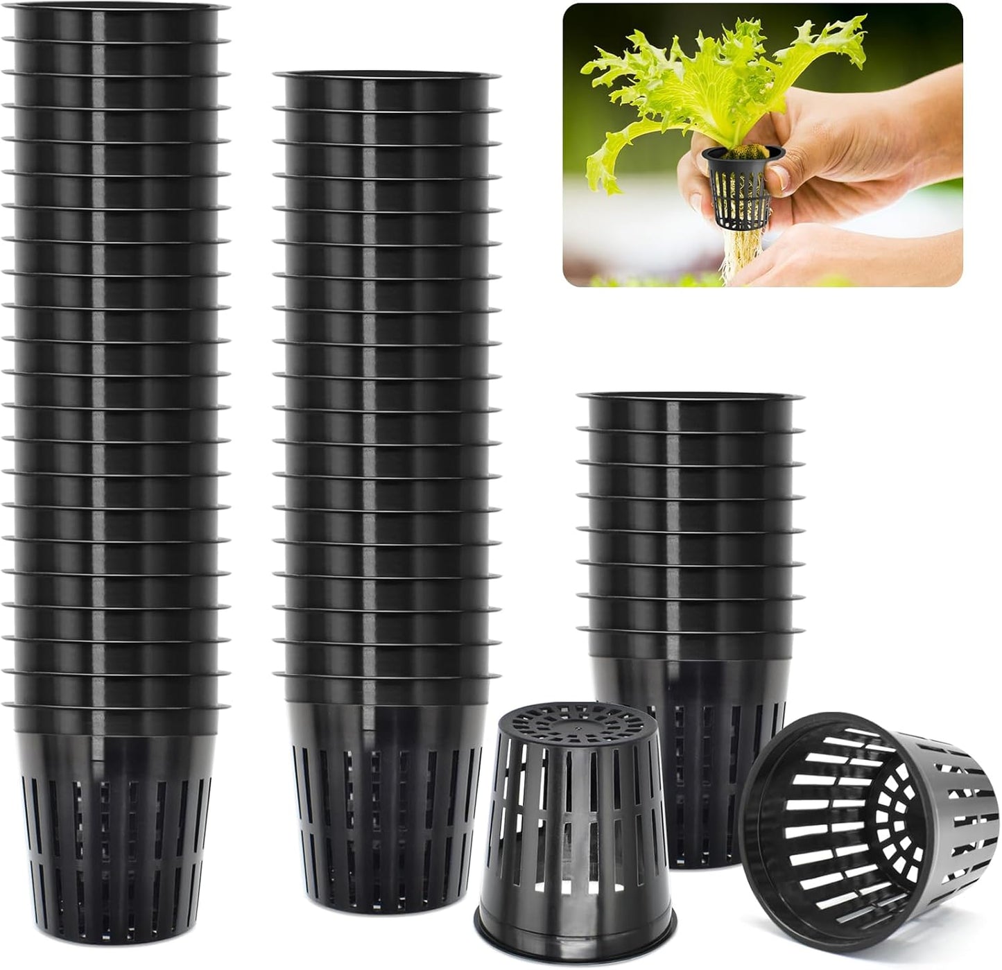 50 Vasos Red Malla 2pulg Jardín Hidroponía Reutilizables