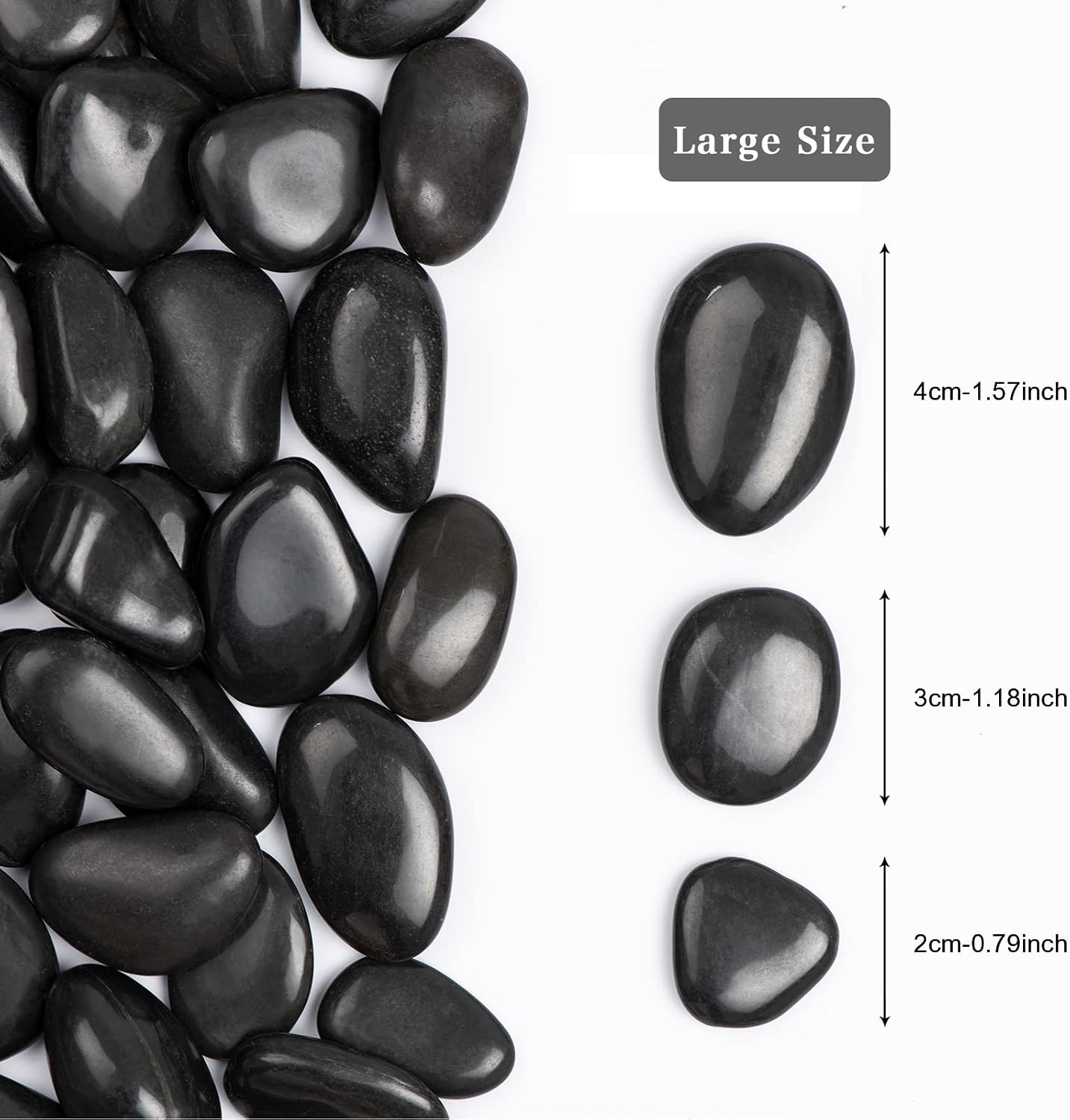 Rocas naturales de río 5lb piedras negras decorativas 1-2"
