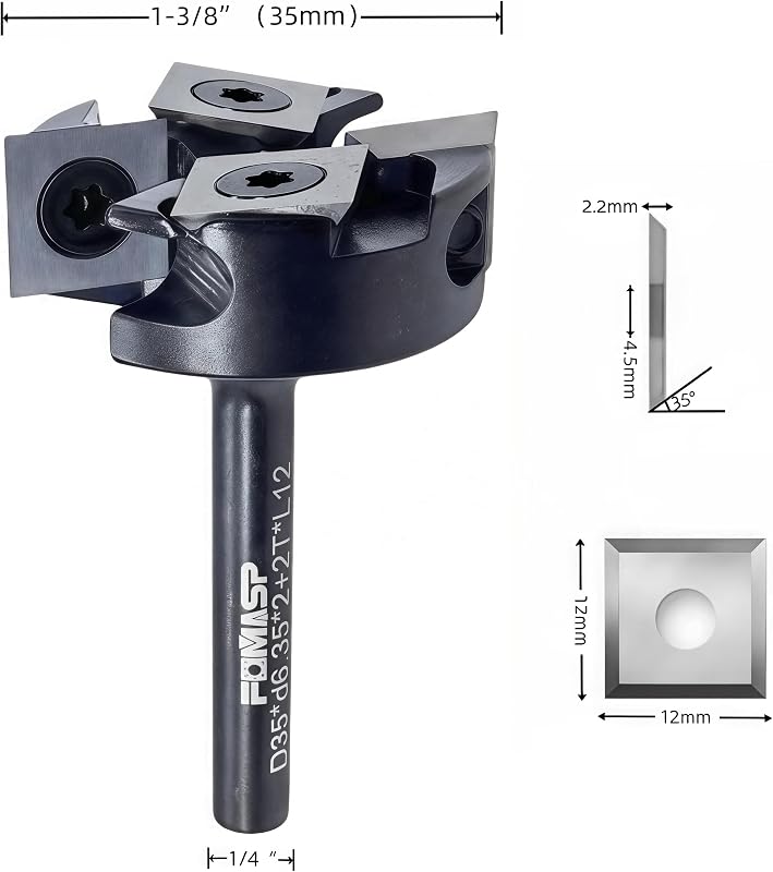 Broca enrutador alerón CNC 1/4 pulg 1-3/8 pulg insertos