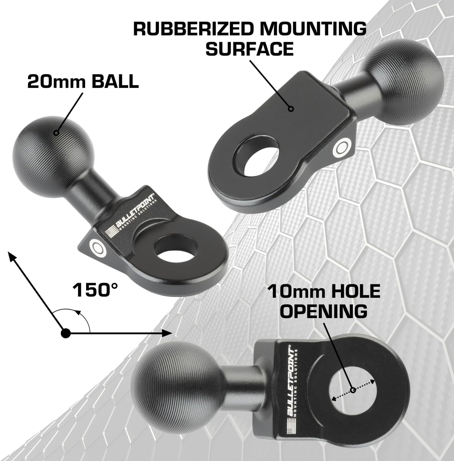 Montaje perno aluminio bola integrada 2cm