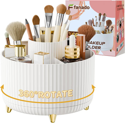 Organizador brochas maquillaje giratorio 360° blanco
