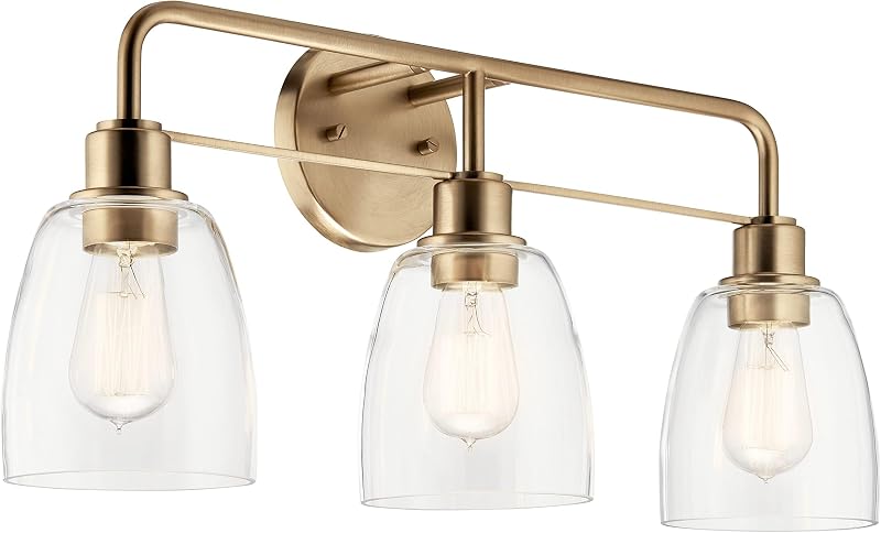 Lámpara Tocador 24pulg 3 Luces Vidrio Bronce