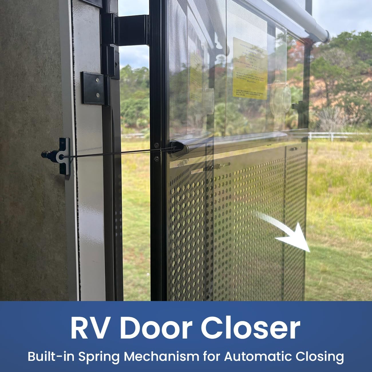 Cierrapuertas RV aluminio ajustable con accesorios