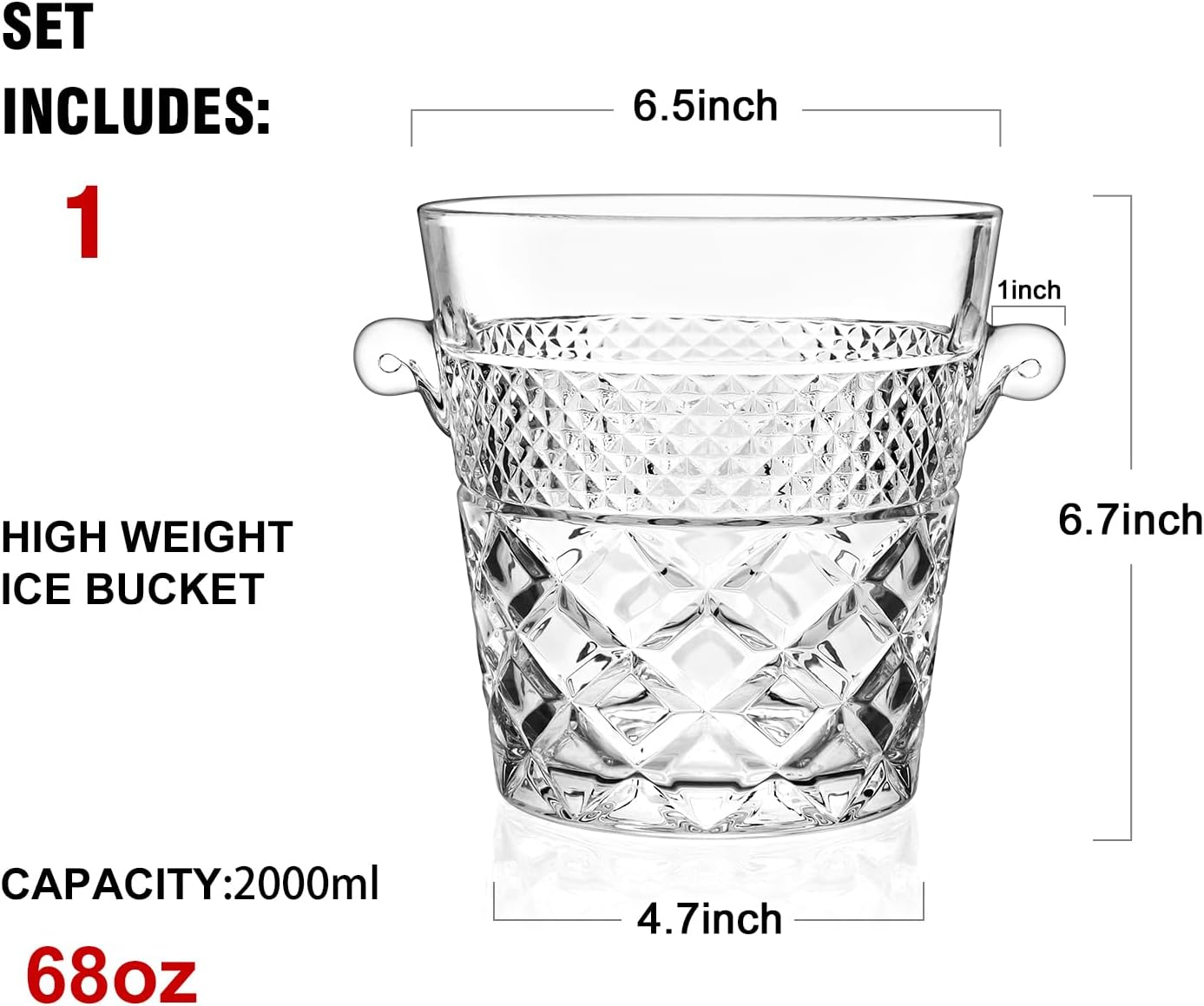 Cubo hielo vidrio 2L para vino champán fiestas