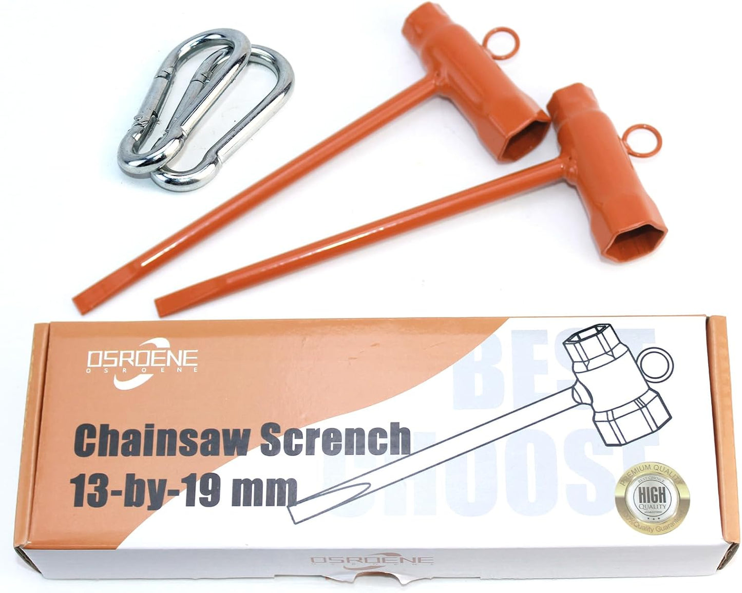 Llave motosierra 1/2x3/4 T 2 pzas naranja con gancho