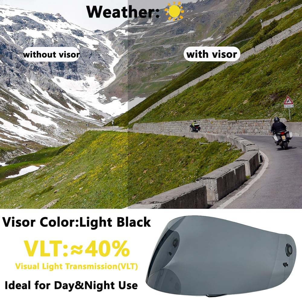 Protector facial UV para casco moto K1 K3SV K5 negro claro