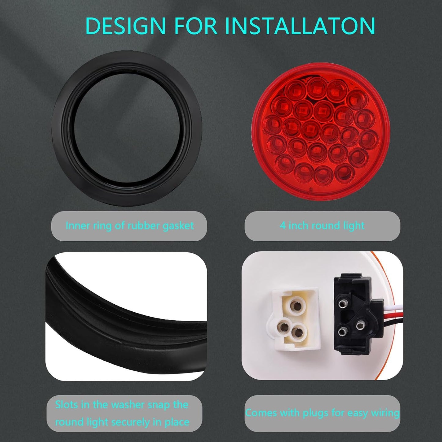 Luz trasera 4" 24LED impermeable para remolque 12V