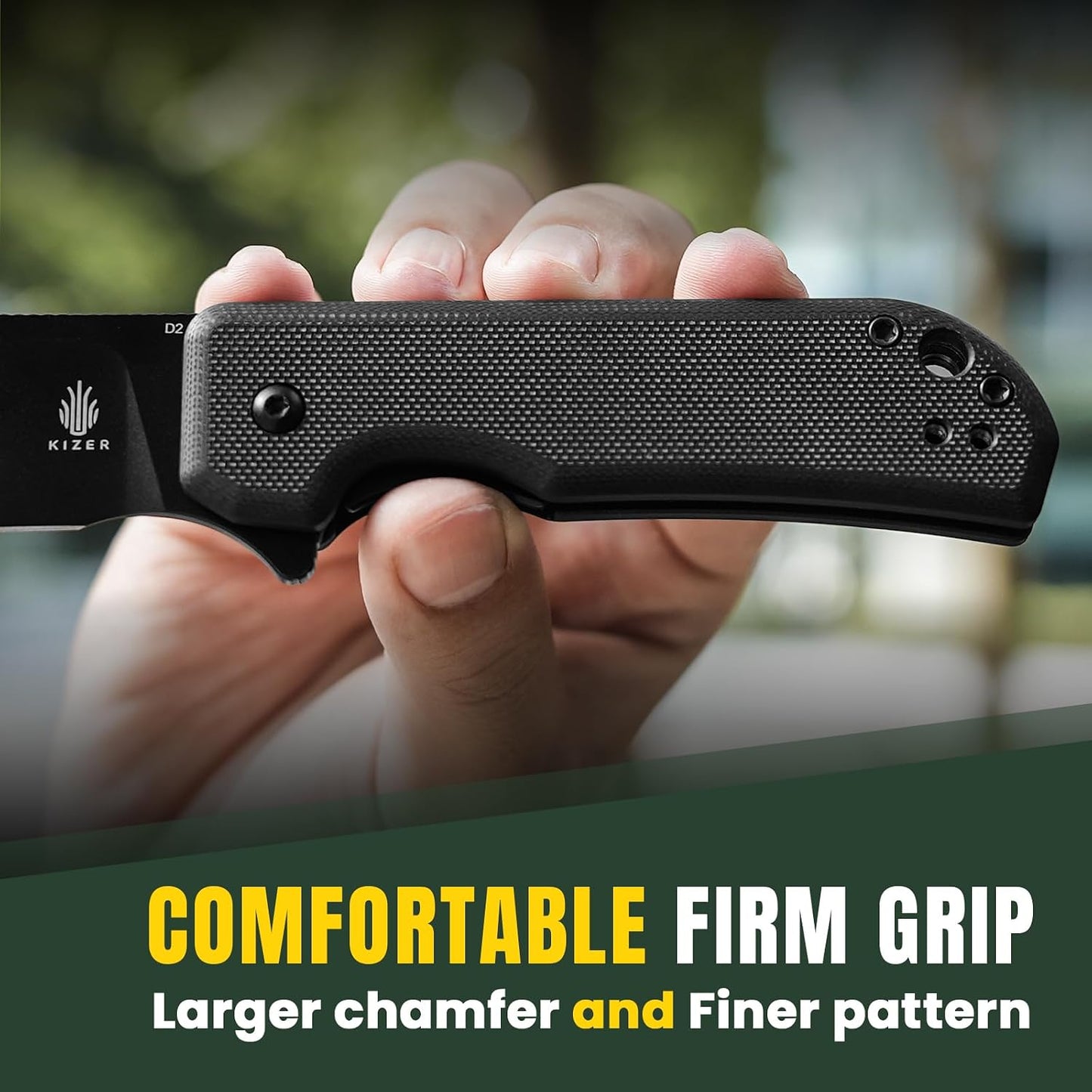 Cuchillo plegable EDC acero D2 mango G10 2.84pulg