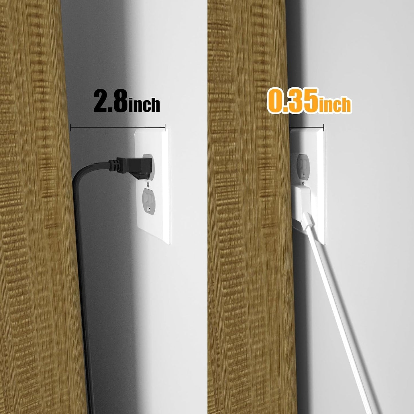 Cable extensión enchufe plano 6ft 3 tomacorrientes CA 3 puertos USB
