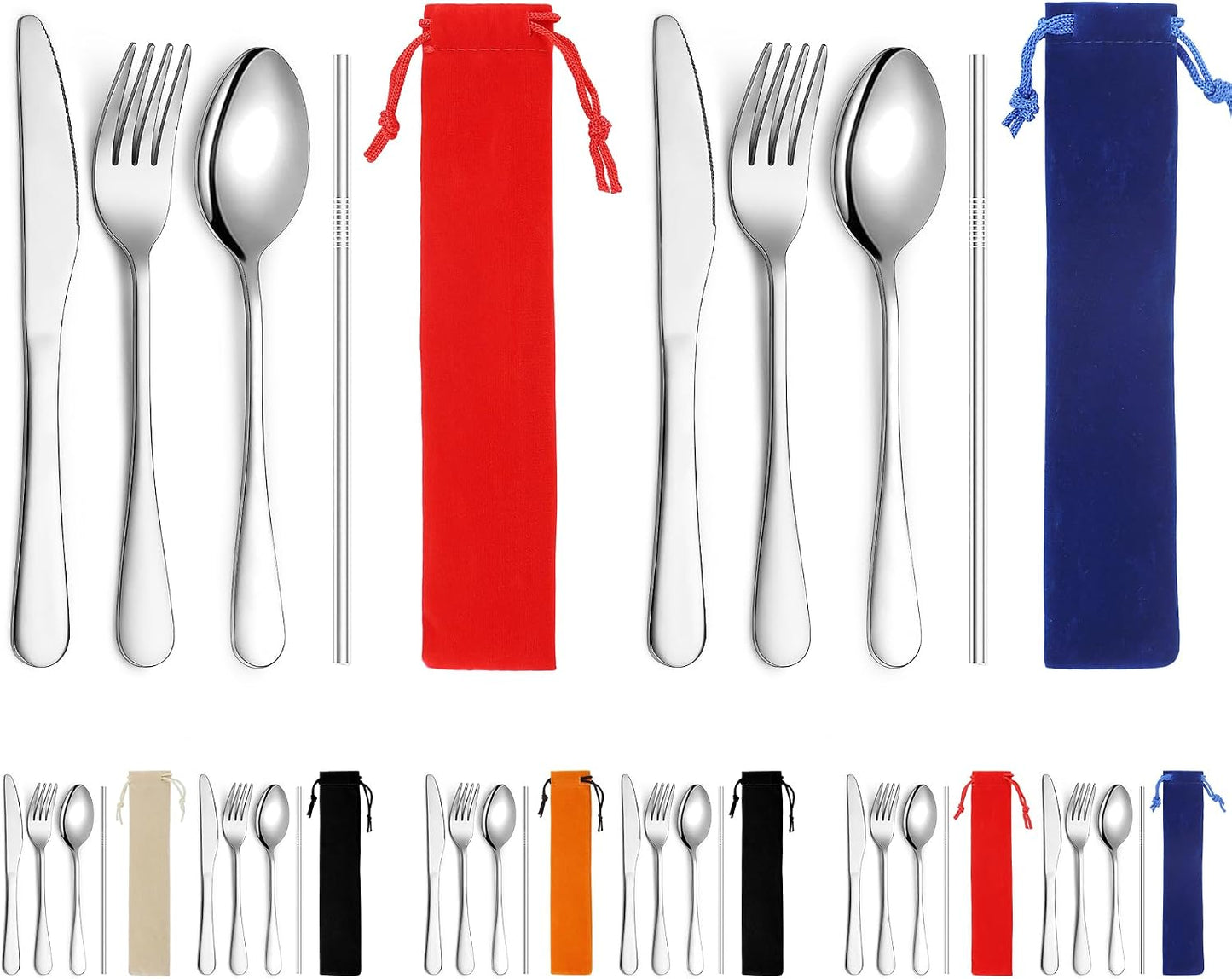 Cubiertos portátiles reutilizables para camping y oficina set 2