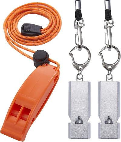 Silbato emergencia con cordón 2uds 3 tubos plástico resistente