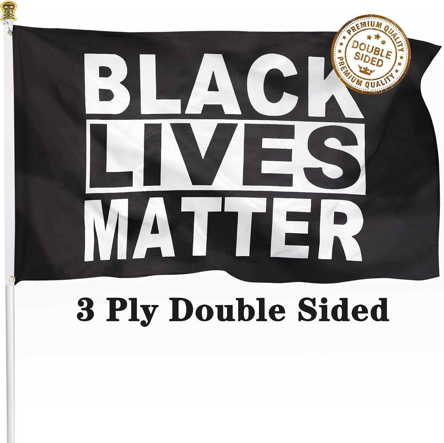 Bandera BLM 3x5 pies poliéster 3 capas doble costura