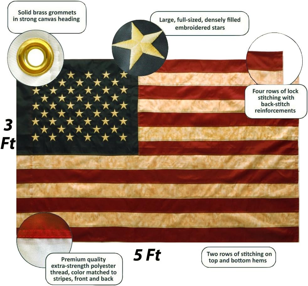 Bandera tipo retro cosido americano