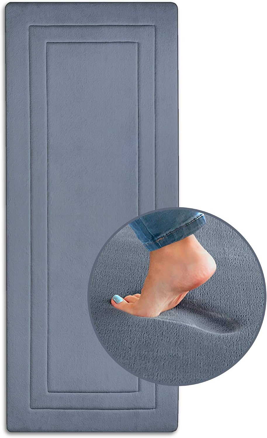 Tapete viscoelástico 24x60pulg antideslizante baño dormitorio gris