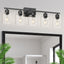 Lámpara tocador baño 5 luces negras 31pulg vidrio