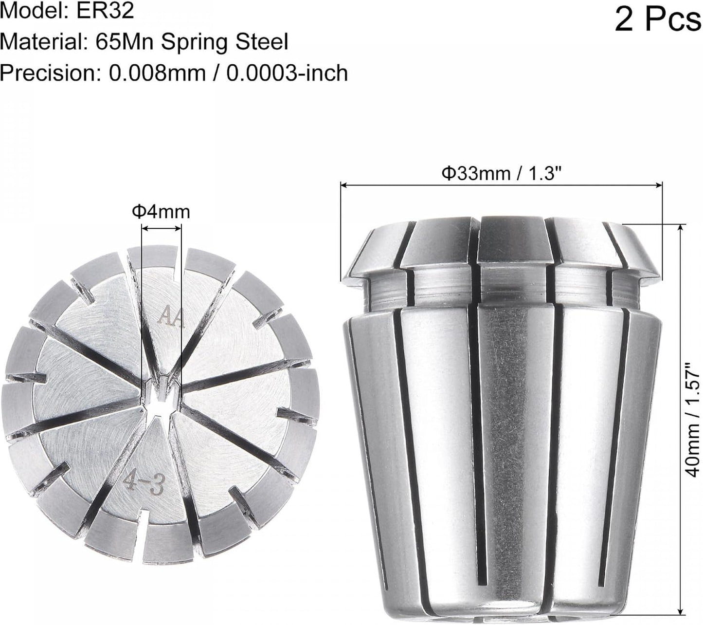 ER32 Spring Collet 0.157pulgada Chuck CNC 2 Pzas