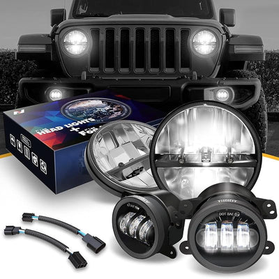 Faros LED Wrangler 07-17 haz alto y bajo lente cromada