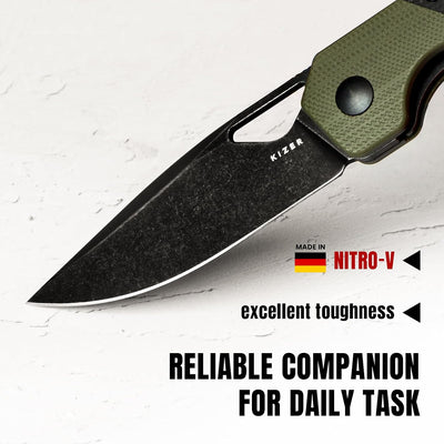 Cuchillo EDC plegable hoja Nitro V 2.82" G10 con clip