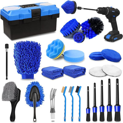 Kit 27 Pzas Cepillos Detalles Coche Limpieza