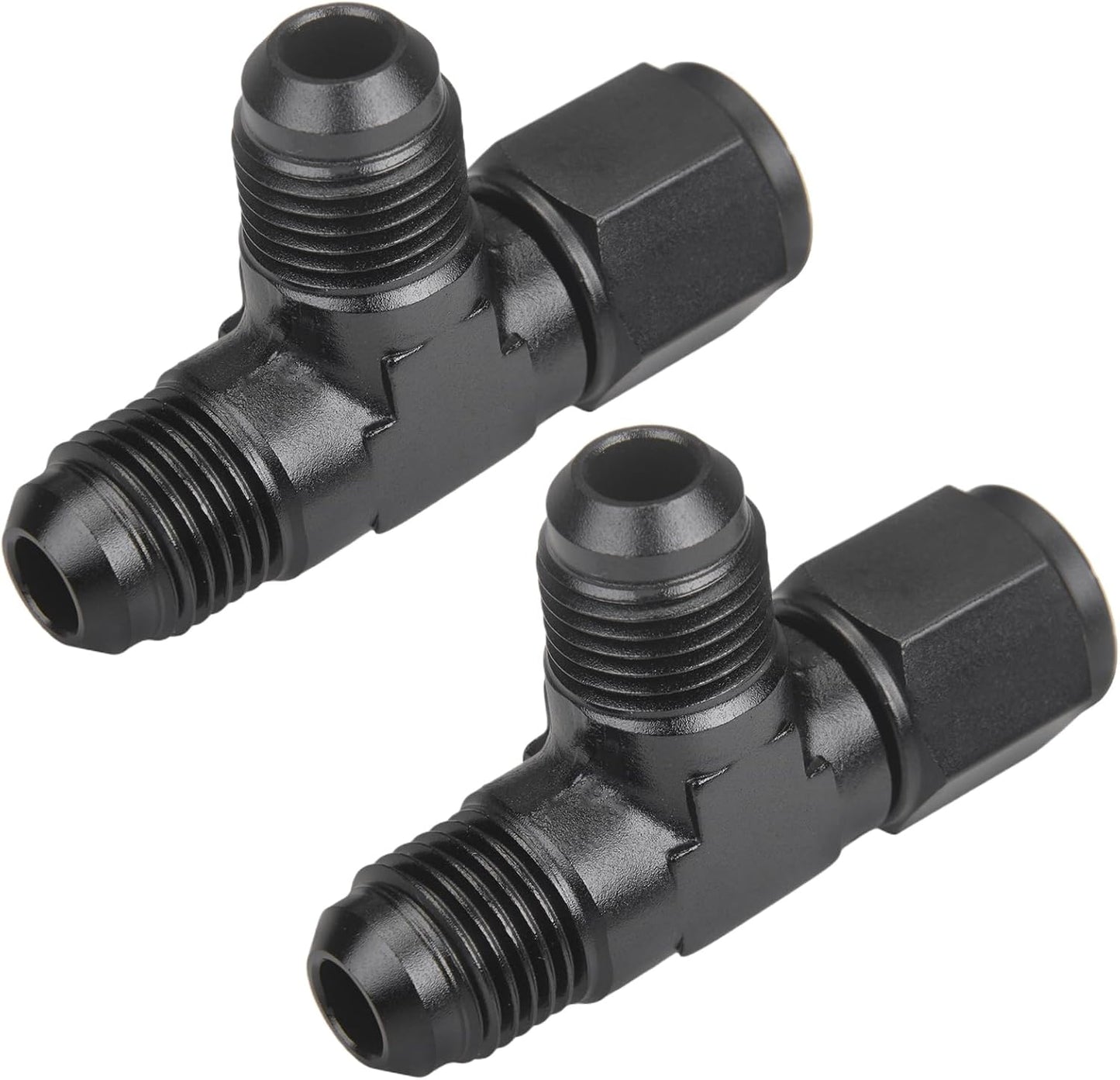 Adaptador T macho 6AN Flare con hembra AN6 aluminio 2 pzas