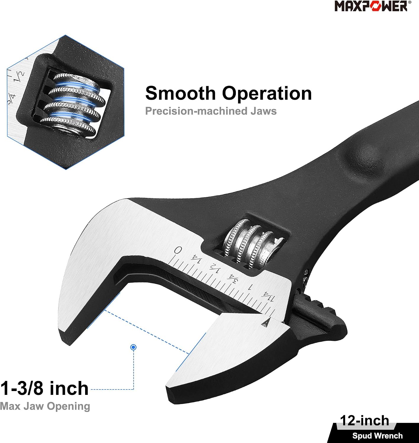Llave mandíbula 12pulg apertura 1-3/8pulg