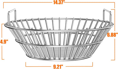 Cesta ceniza carbón acero inox asas para Kamado Joe y Big Green Egg