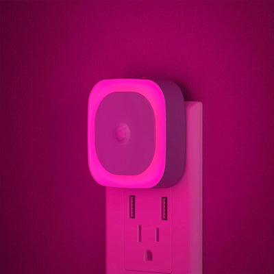 Luces nocturnas sensor movimiento amanecer rosa dormitorio