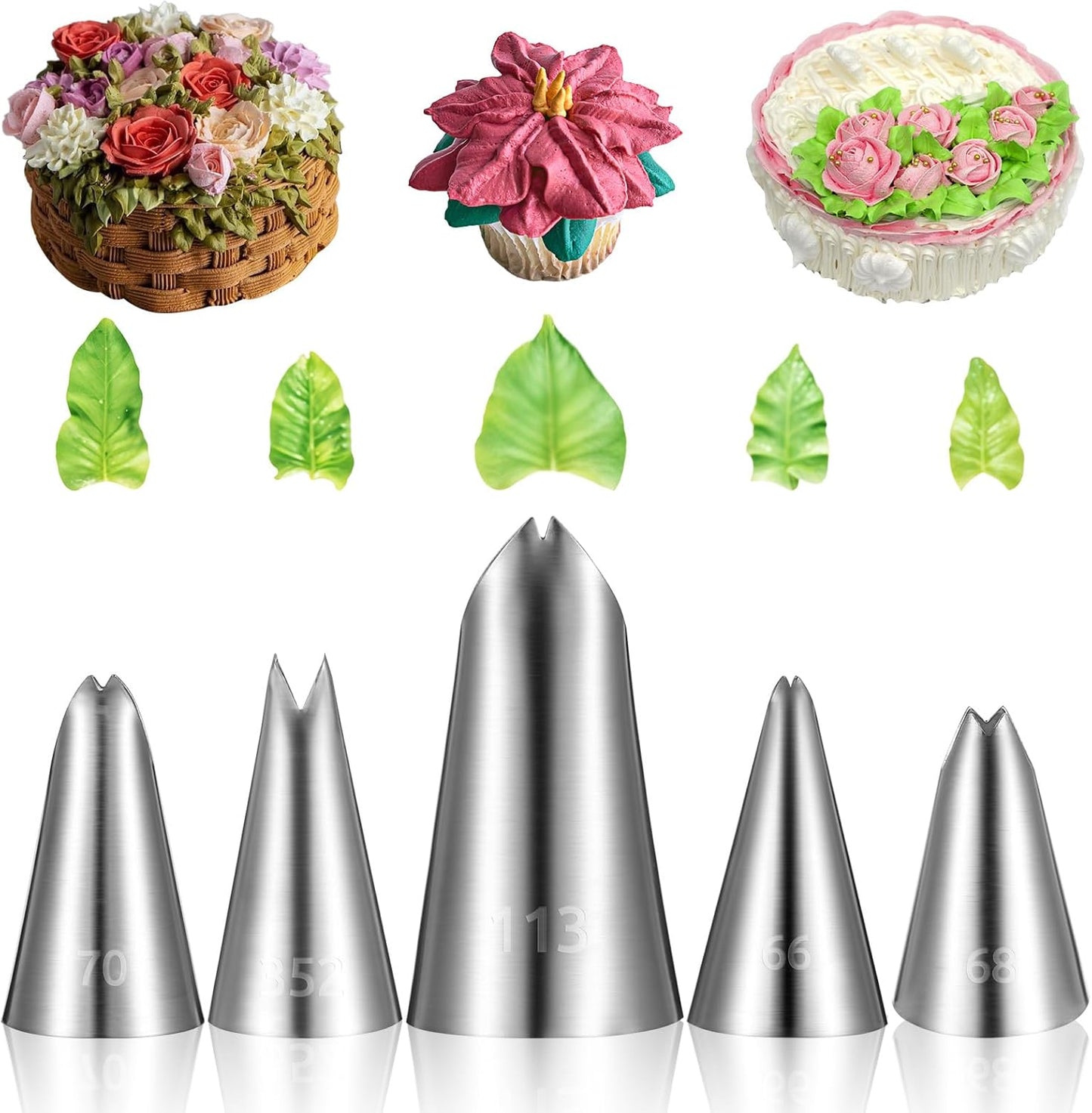 Set 5 Boquillas Acero Inox Grado Alimenticio Decorar Pasteles