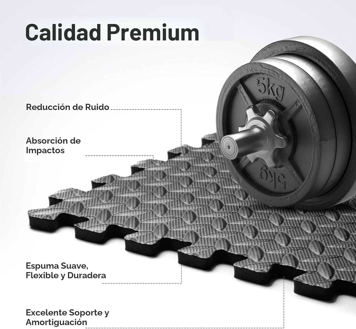 Tapete gimnasio espuma EVA entrelazada 24x24pulg negro