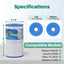 Filtro repuesto compat. Pleatco PWK30 30pies2