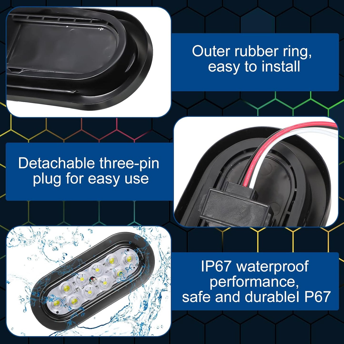12 Luces LED Ovaladas para Remolque IP67 Barco Camión Blanco