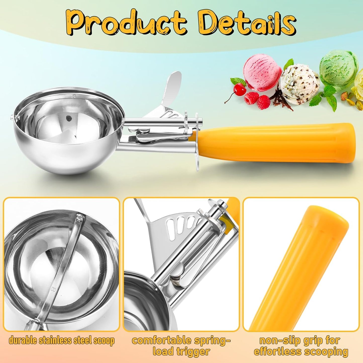 2 Pzas Cucharas para Galletas y Helado Acero Inox
