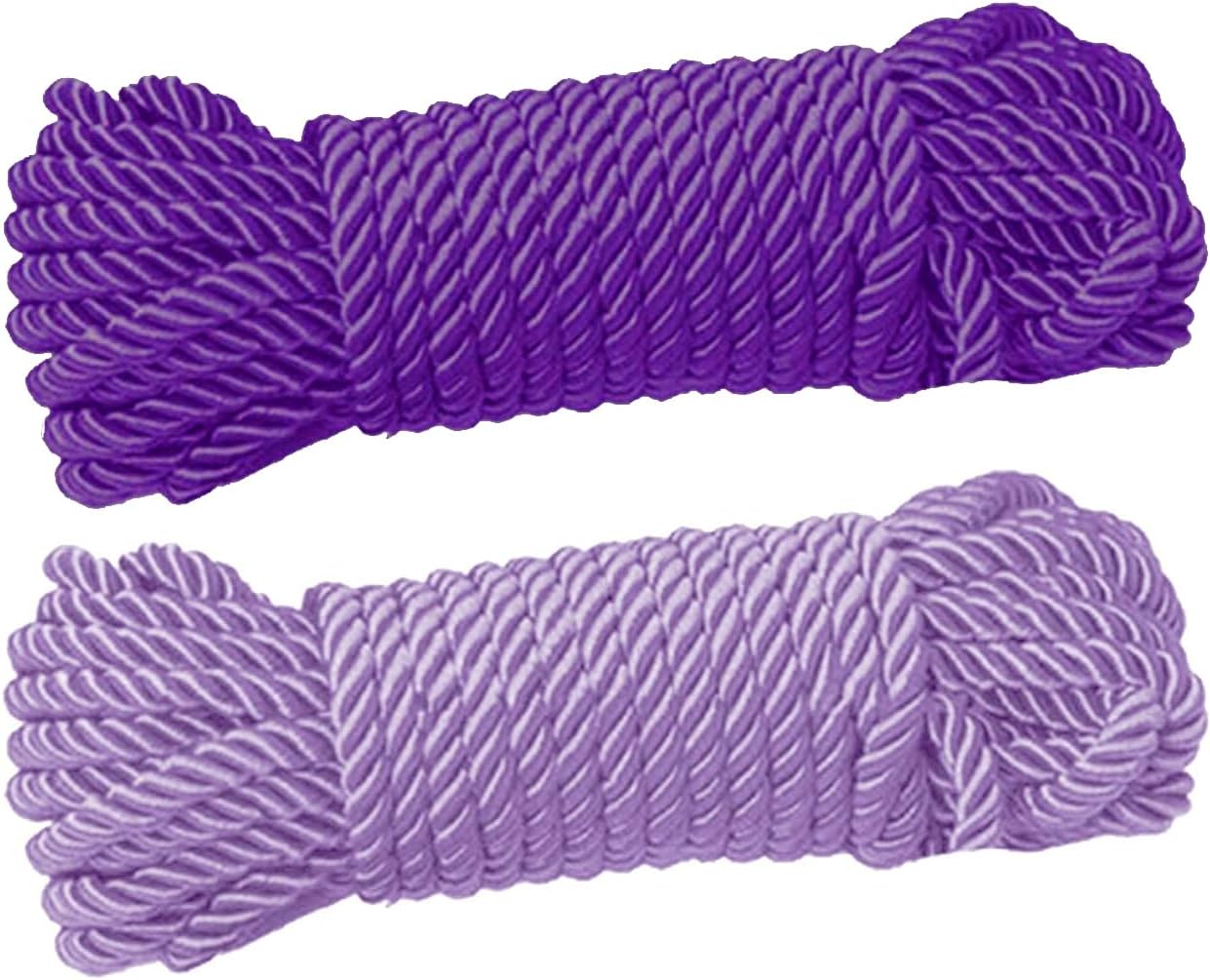 2 Cuerdas Seda Suave 32pies 0.315pulg Diámetro Trenzadas Morado