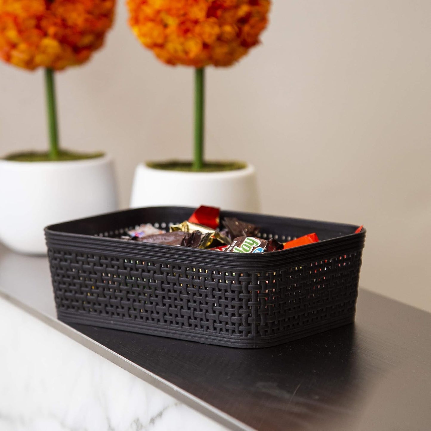 Cesta yute almacenamiento hogar pack 5 negro